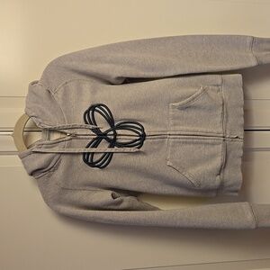 TNA Grey Front Zip Hoodie with Navy Embroidery - Size Small